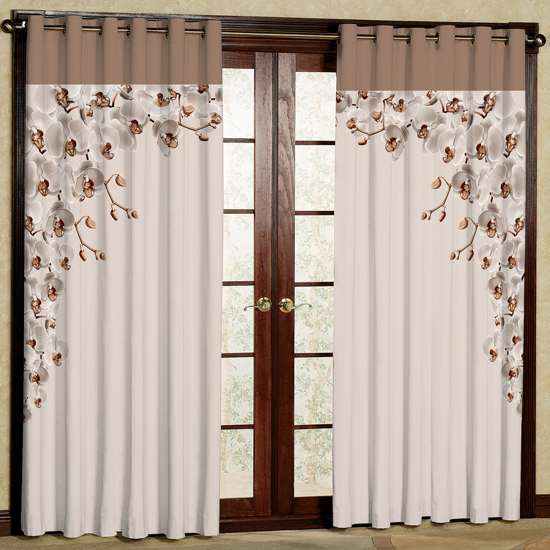 پرده مدل گل ارکیده کرم هازان پانچی کد 4245 سایز 140x200 سانتی متر
