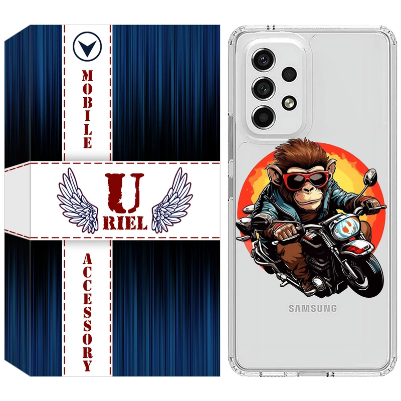 کاور یوریل مدل Clear کد 32 طرح میمون موتورسوار مناسب برای گوشی موبایل سامسونگ Galaxy A13 4G