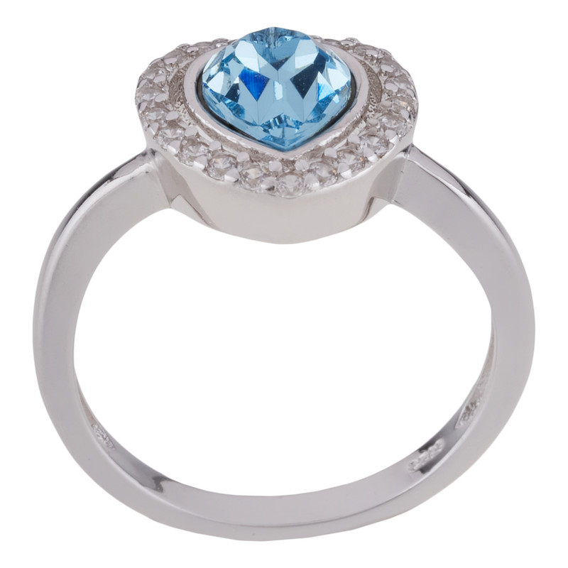 انگشتر نقره زنانه سواروسکی مدل قلب تمام سنگ جواهری کد 878754