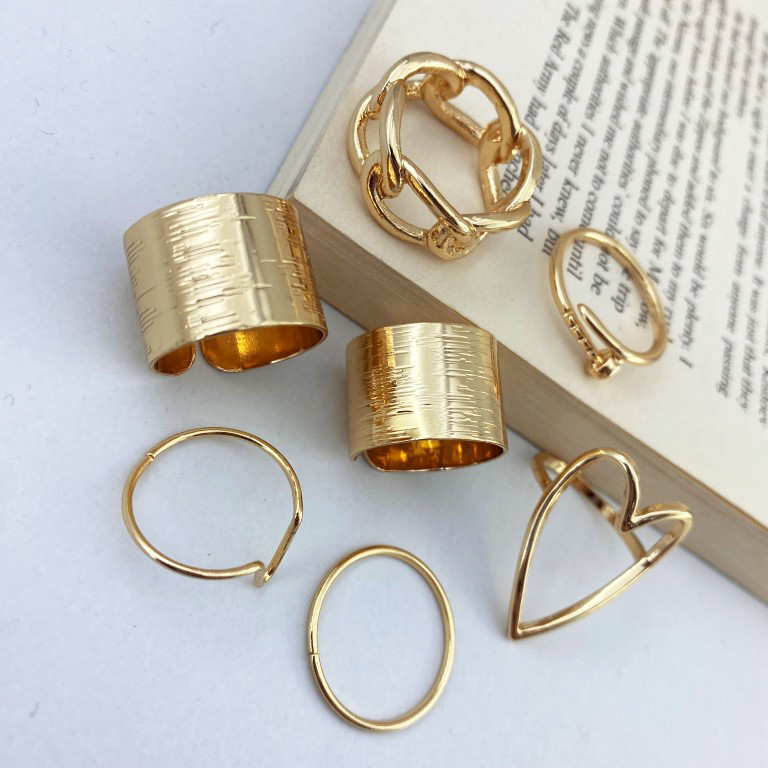 انگشتر زنانه مدل قلب کد R4175 مجموعه 7 عددی