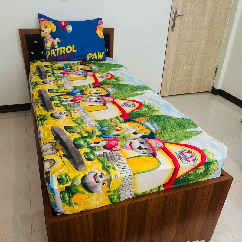 سرویس ملحفه مدل سگ های نگهبان 1 نفره 2 تکه