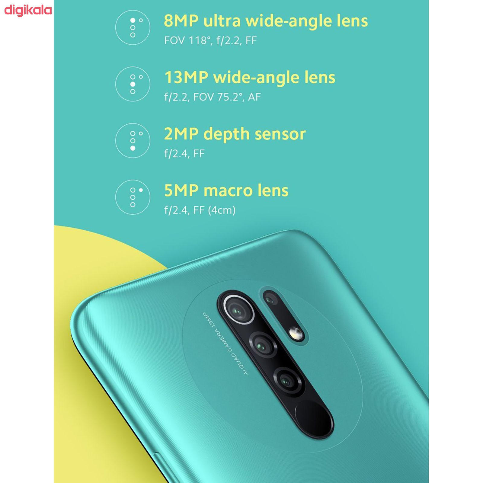 گوشی موبایل شیائومی مدل Redmi 9 NFC M2004J19AG دو سیم کارت ظرفیت 64 گیگابایت و رم 4 گیگابایت main 1 14