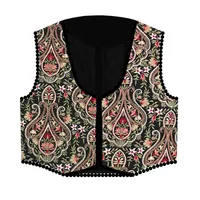 جلیقه رسمی زنانه مدل کتان گلدوزی سنتی کد AK1485