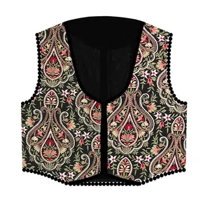 جلیقه رسمی زنانه مدل کتان گلدوزی سنتی کد AK1485