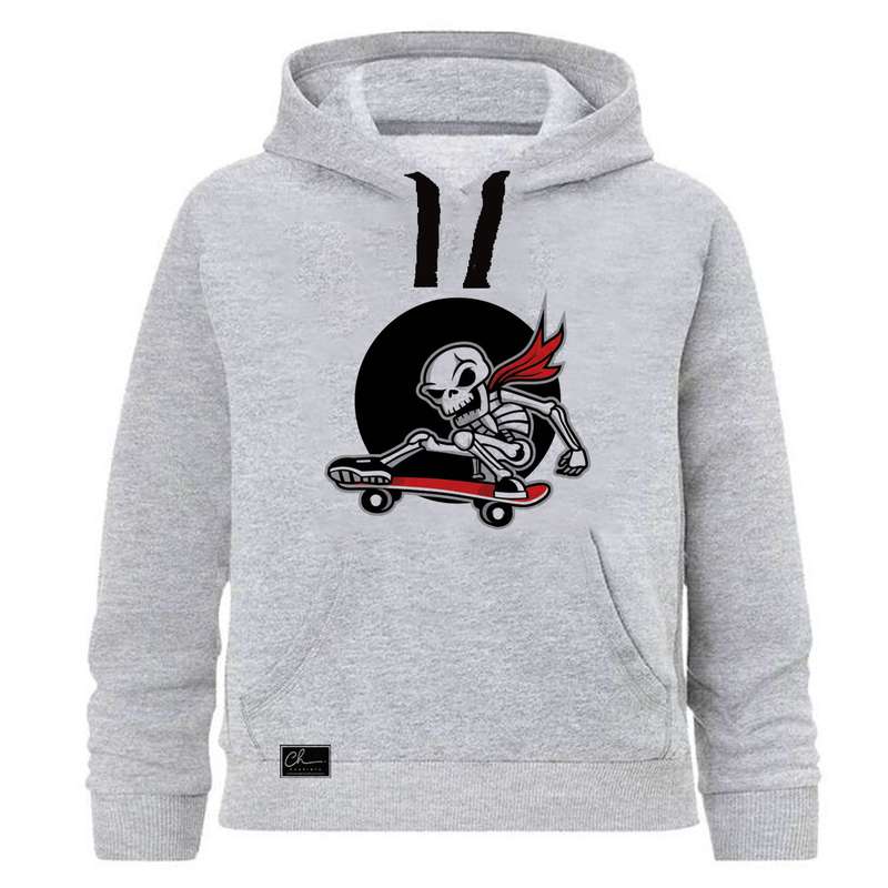  هودی پسرانه طرح اسکیت سوار کد J43 رنگ طوسی