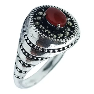 انگشتر نقره مردانه سلین کالا مدل عقیق سرخ ce-As214