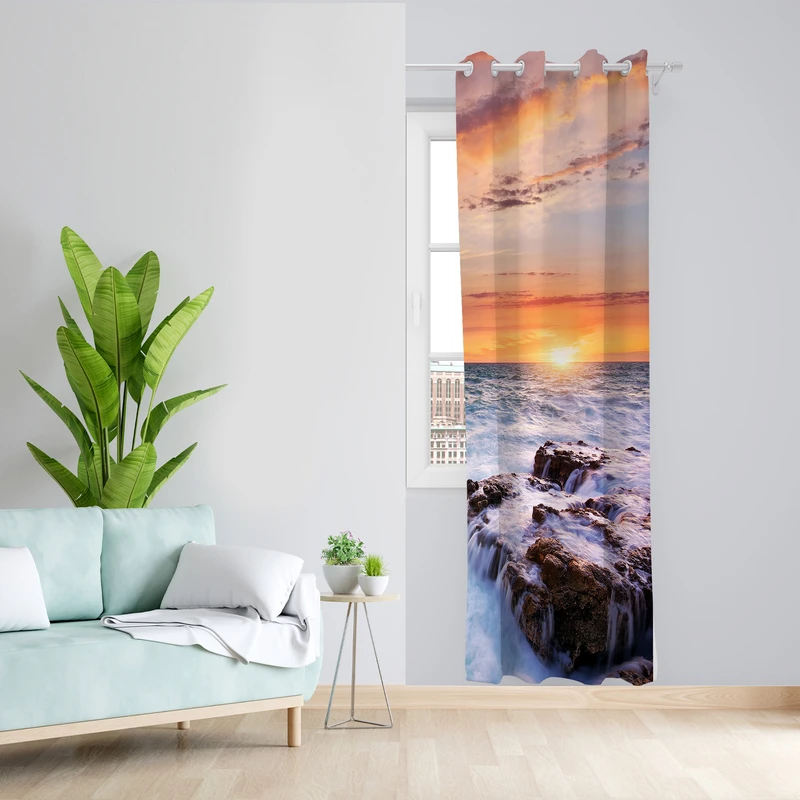 پرده طرح غروب مدل مخمل پانچی کد 2194 z سایز 140x200 سانتی متر