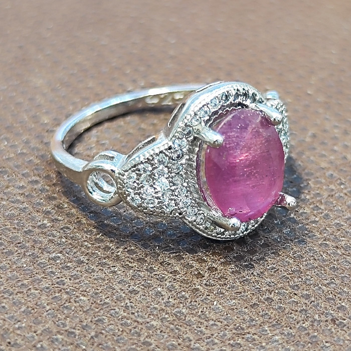 انگشتر نقره زنانه مدل یاقوت سرخ آفریقایی کد 504