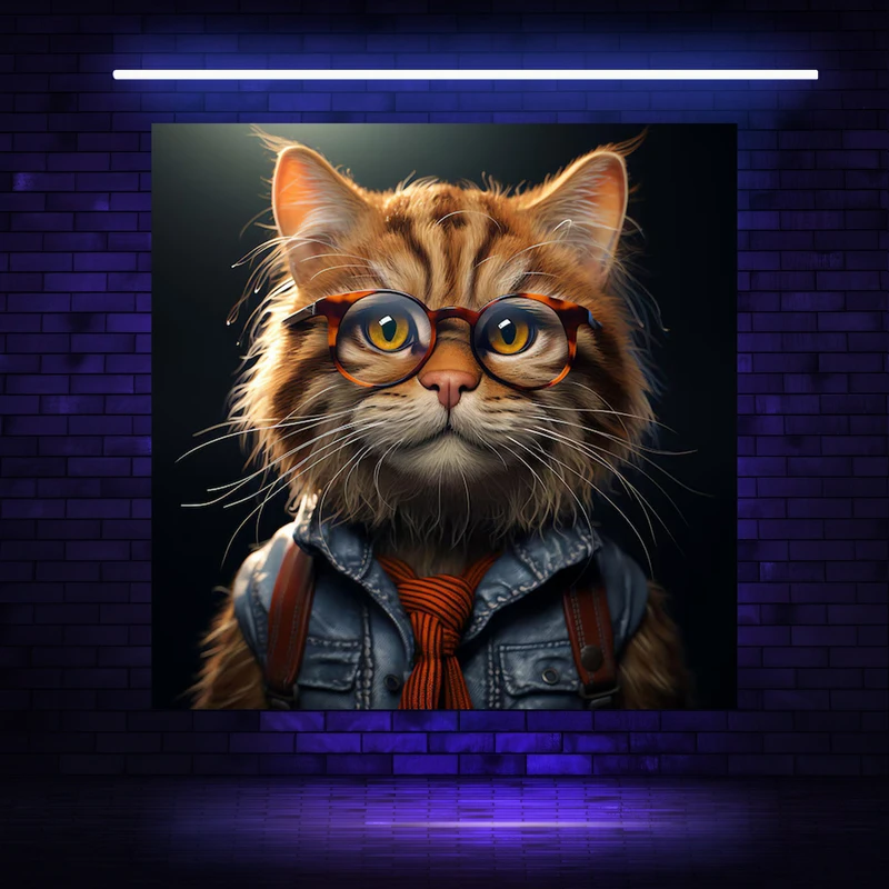 پوستر پارچه ای مدل بک دراپ بلک لایت طرح گربه فانتزی کد AR304557