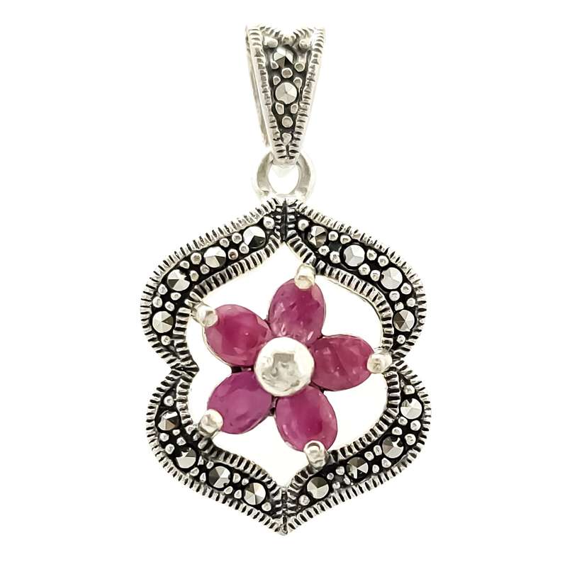 آویز گردنبند نقره زنانه مدل یاقوت VM7583