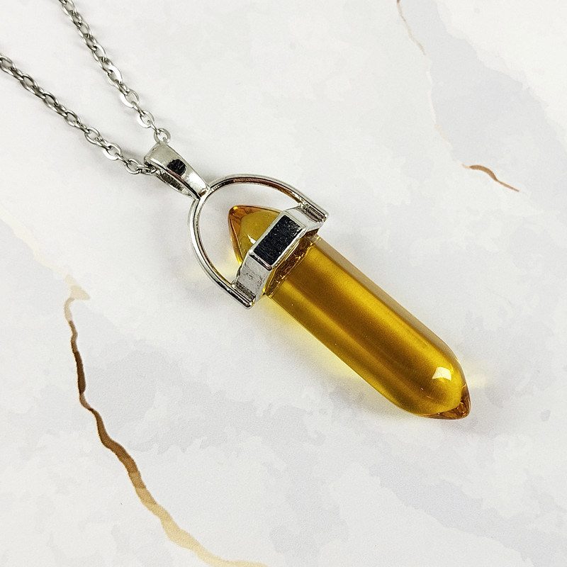 آویز گردنبند زنانه سلین کالا مدل منشور سیترین کد 103