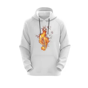 هودی زنانه مدل نت موسیقی کد J72 رنگ سفید