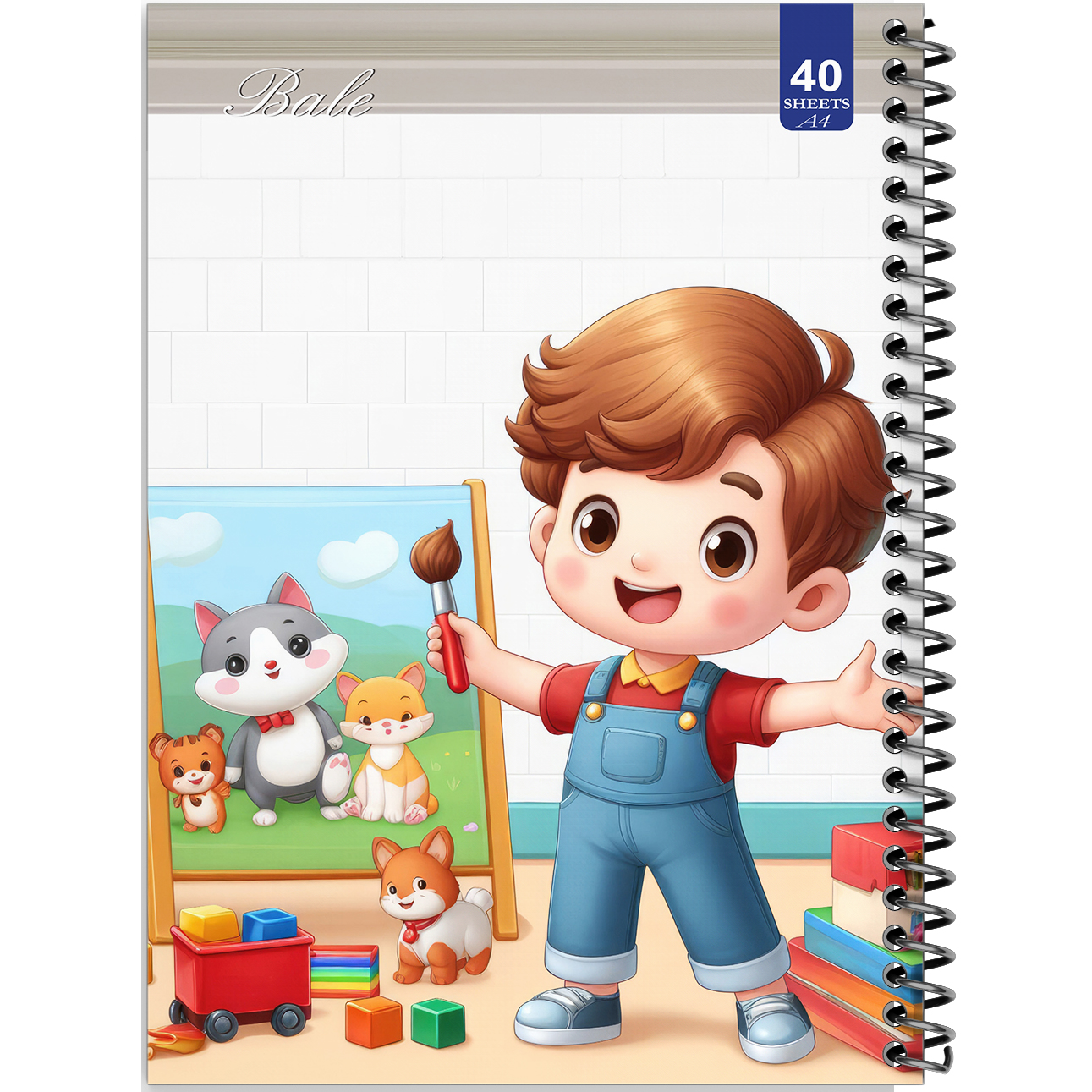 دفتر نقاشی 40 برگ انتشارات بله طرح پسرانه اسباب بازیها کد A4-K589