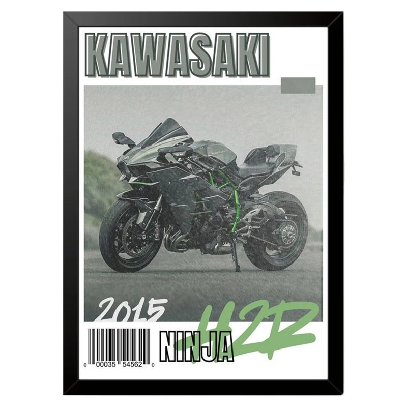 تابلو بکلیت طرح موتور سنگین نینجا کاوازاکی NINJA KAWASAKI H2R مدل b-po1602 فریم مشکی