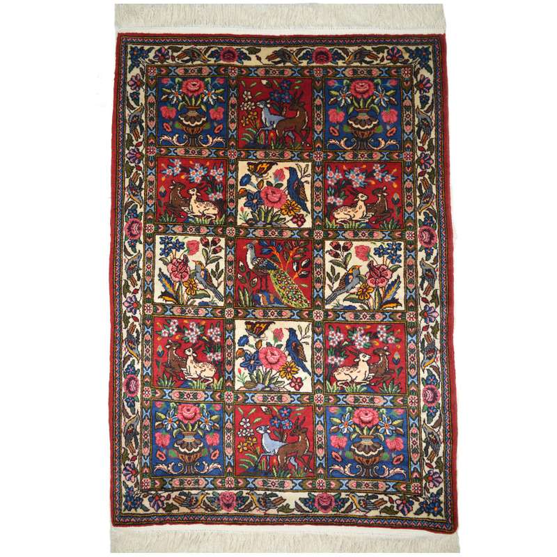 فرش دستبافت یک و نیم متری طرح خشتی بختیاری کد 9805106
