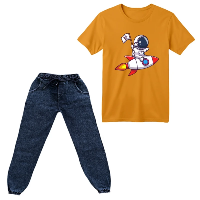 ست تی‌شرت آستین کوتاه و شلوار پسرانه مدل فضانورد کد ۱۷ 