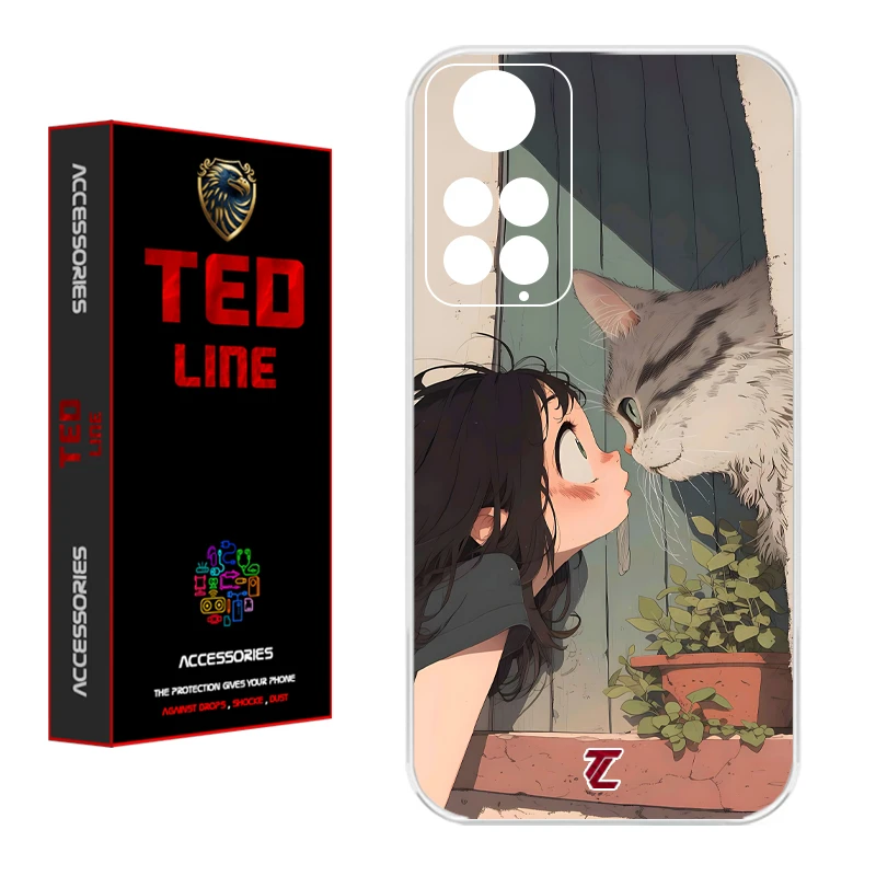 کاور تدلاین طرح دختر و گربه کد 1205 مناسب برای گوشی موبایل شیائومی Redmi Note 11 4G / Note 11S