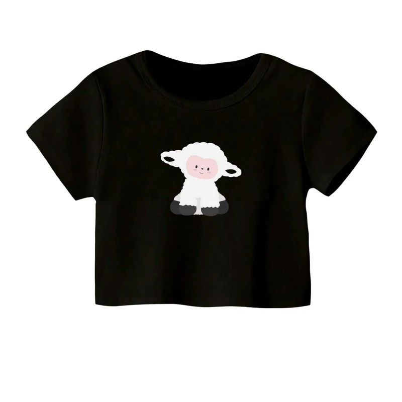 کراپ‌ تی‌شرت آستین کوتاه زنانه مدل ببعی