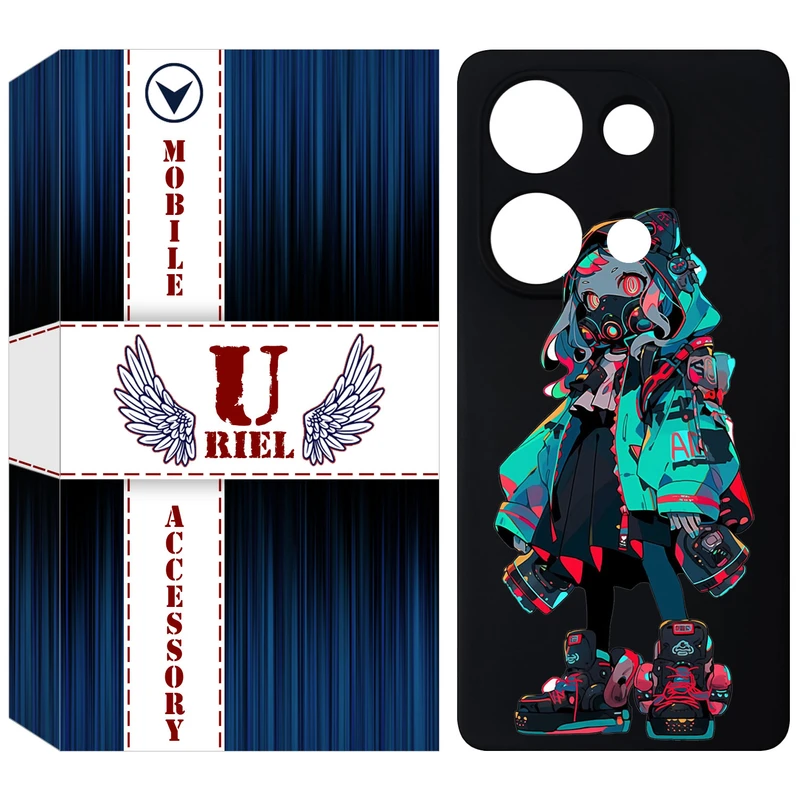 کاور یوریل مدل KSH کد 58 طرح دخترگربه ای مناسب برای گوشی موبایل شیائومی Redmi Note 13 Pro 4G / Poco M6 Pro 4G