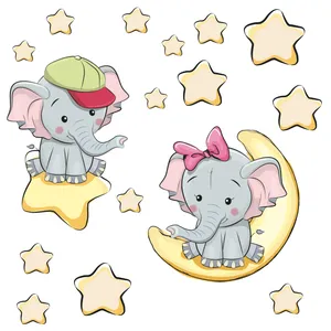 استیکر دیواری کودک تُکتم طرح ماه و ستاره کد 08