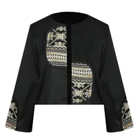 کت رسمی زنانه مدل کراپ فاستونی خرج کار هندی کد AK1307 رنگ مشکی