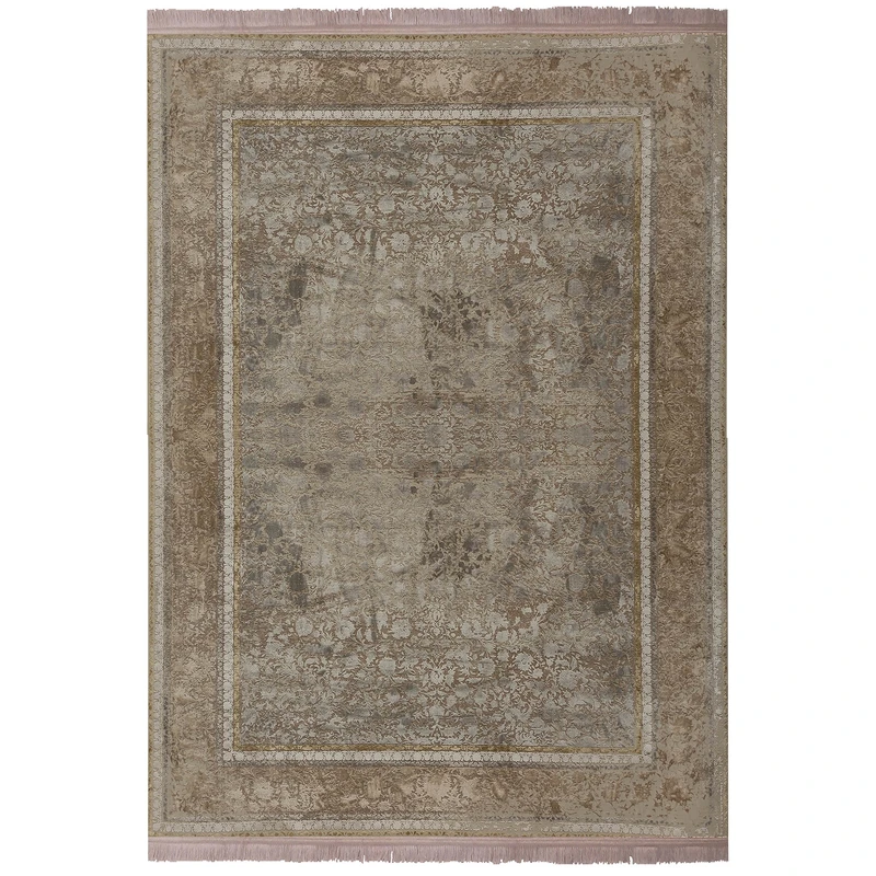 فرش ماشینی 1200شانه زمرد مشهد زمینه سیلور حاشیه سیلور طرح پتینه