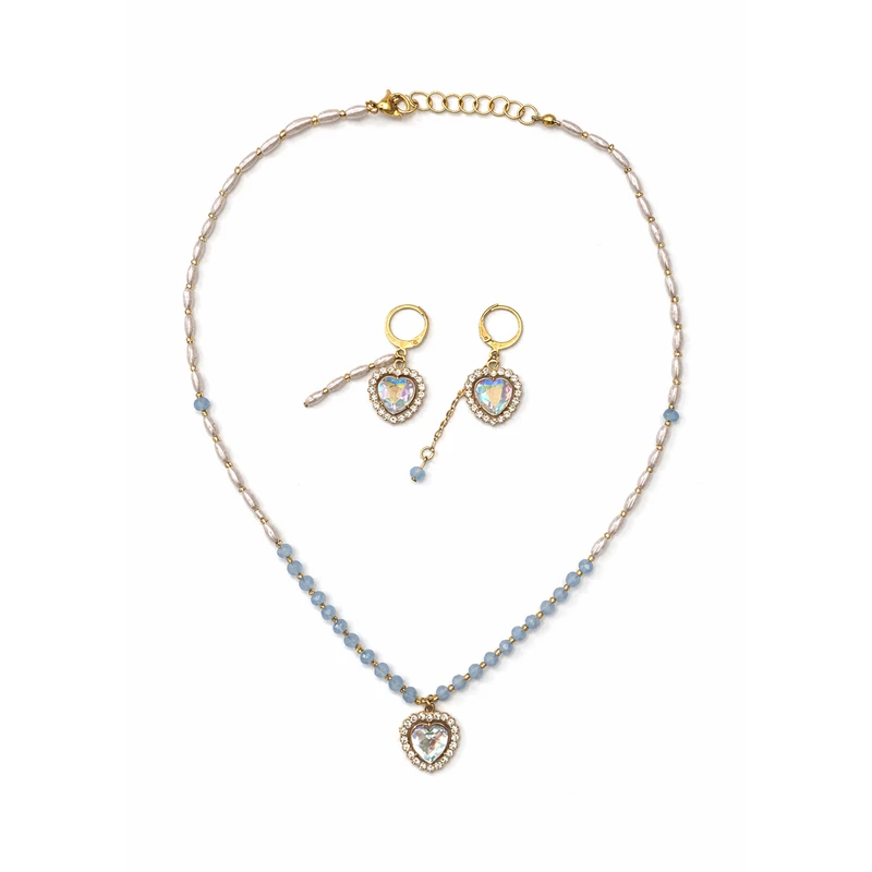 ست گردنبند و گوشواره دست ساز مدل BlSetue