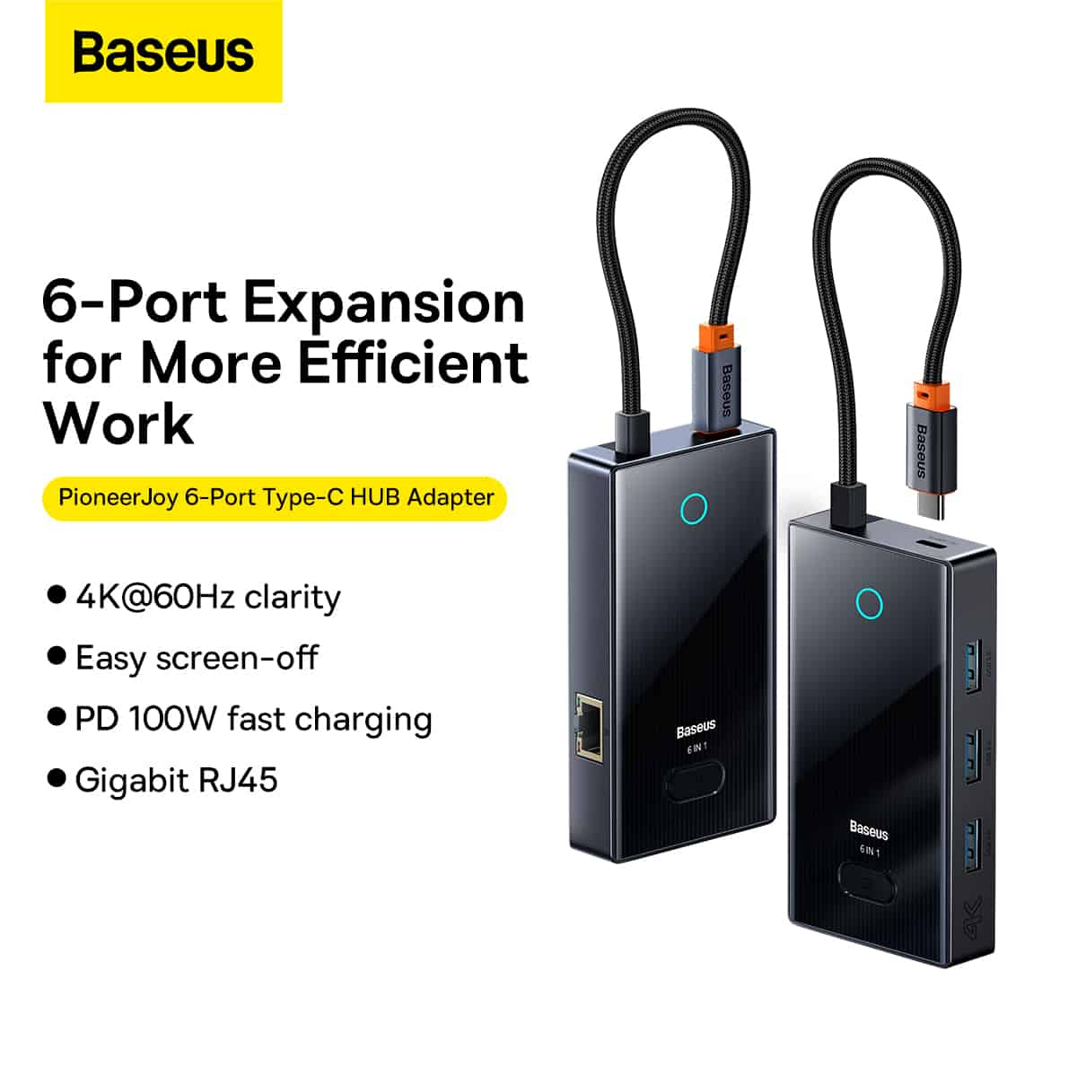 هاب 6 پورت USB-C بیسوس مدل BS-OH078