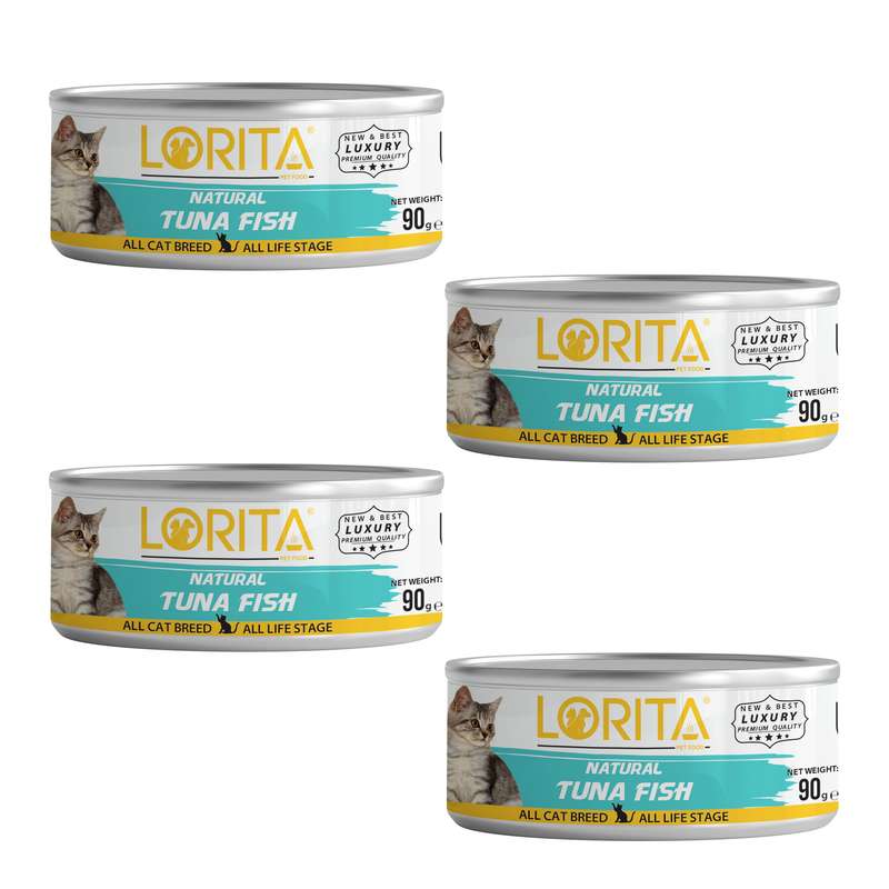 کنسرو غذای گربه لوریتا مدل NATURAL TUNA FISH وزن 90 گرم مجموعه 4 عددی