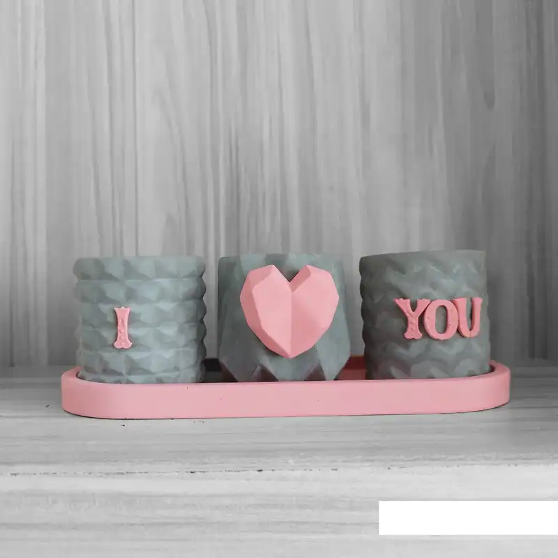 جامدادی رومیزی مدل ای لاو یو کد ST24598 به همراه سینی مجموعه 3 عددی