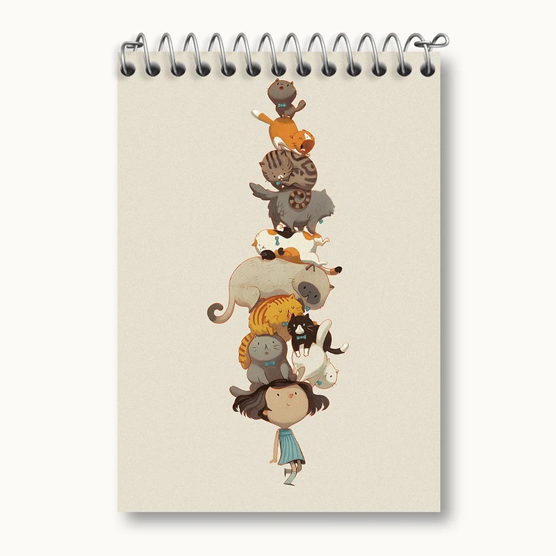 دفتر یادداشت 50 برگ خندالو طرح دختر و گربه های کیوت کد N3427