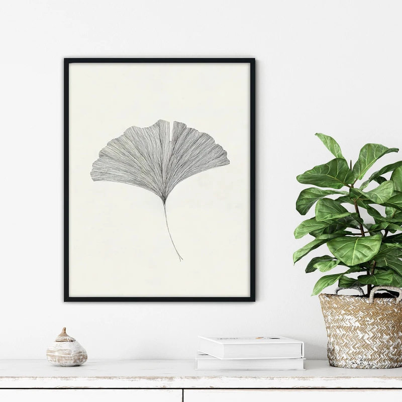 تابلو آتریسا طرح برگ جینکو مدرن مدل ATFF174 فریم مشکی