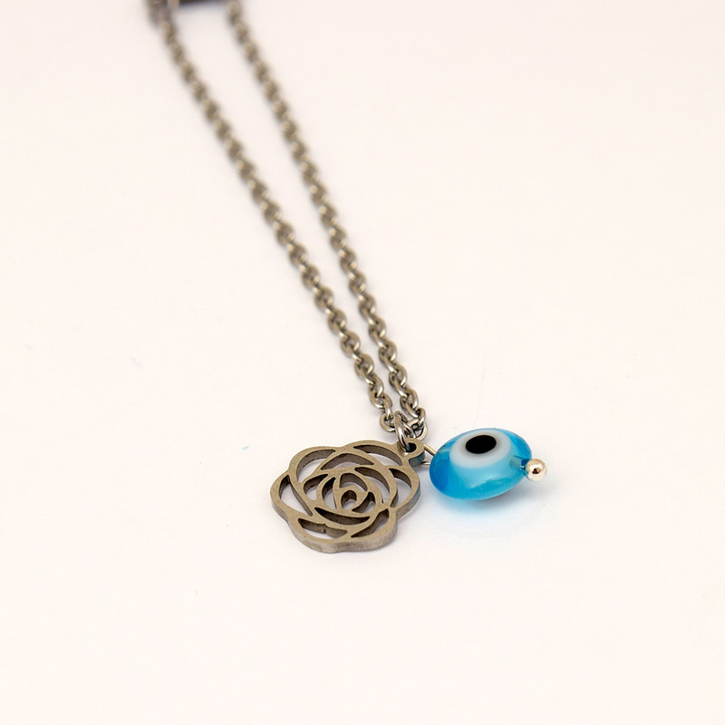 آویز ساعت زنانه مدل رز و چشم نظر A9 آویز ساعت زنانه مدل رز و چشم نظر A9