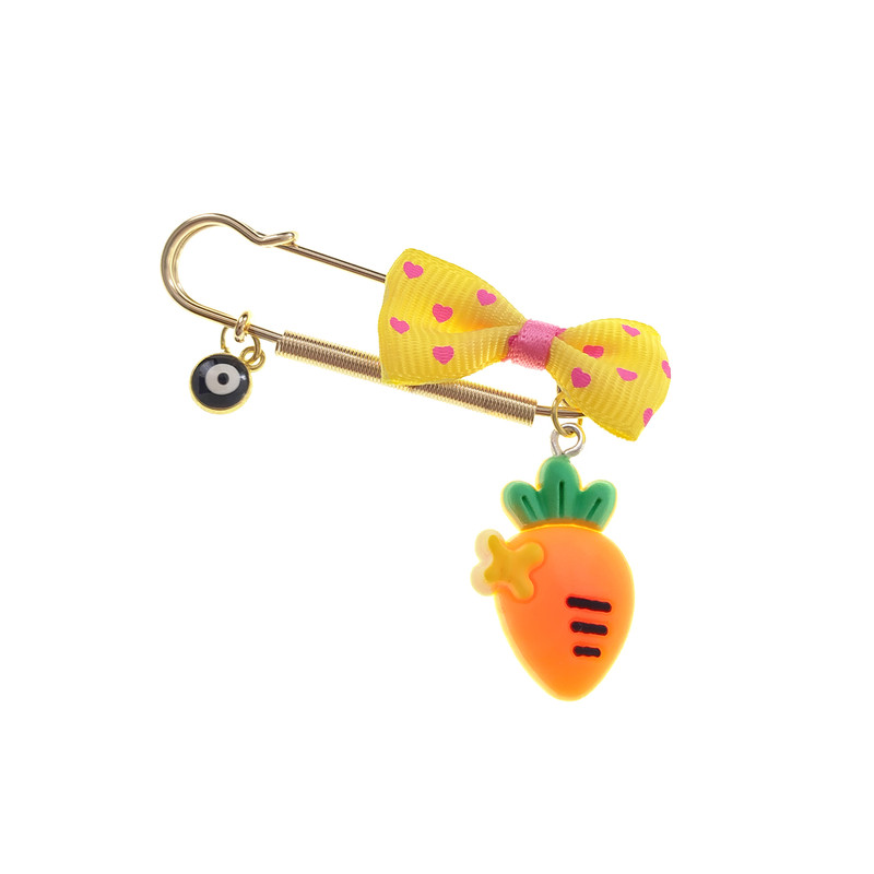 سنجاق سینه دخترانه مدل هویج و چشم نظر