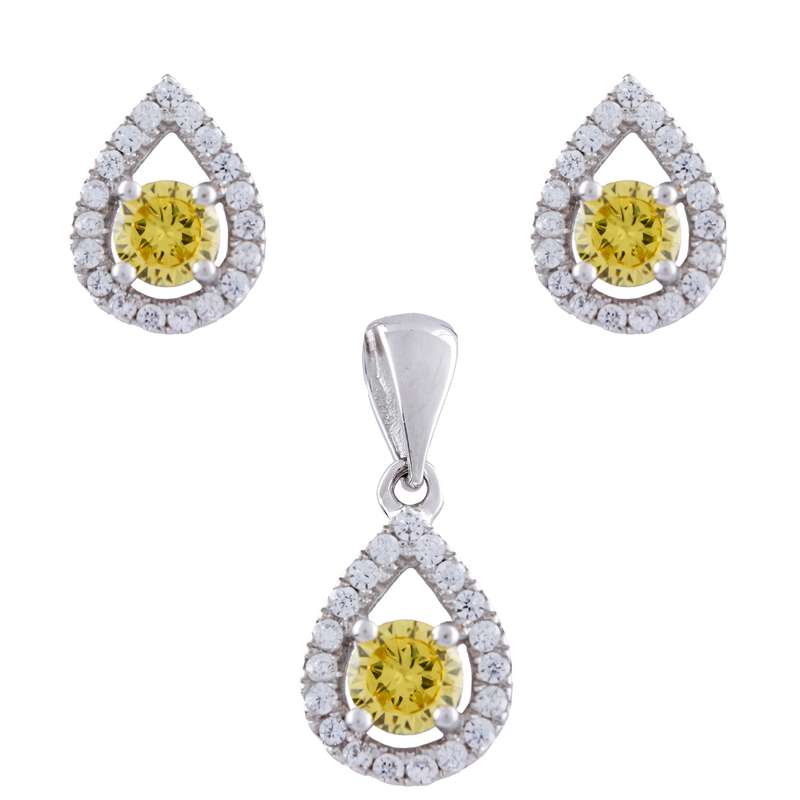 نیم ست نقره زنانه مدل اشکی نگین کد SHS-27 نیم ست نقره زنانه مدل اشکی نگین کد SHS-27