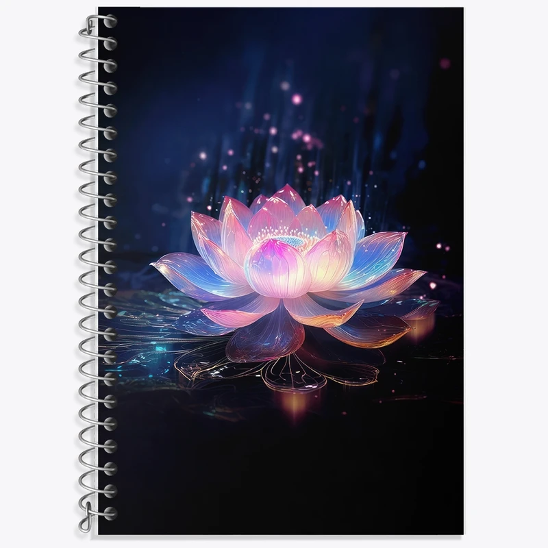 دفتر زبان 50 برگ خندالو مدل سه خط طرح نیلوفر آبی کد F2606