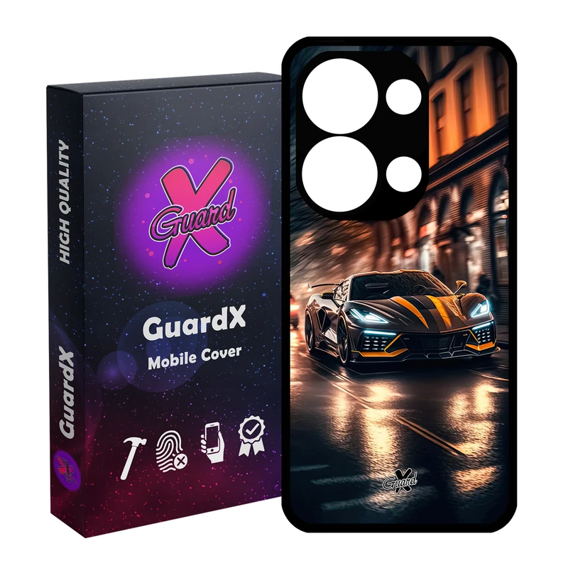 کاور گارد ایکس طرح ماشین مدل Glass10624 مناسب برای گوشی موبایل شیائومی Redmi Note 13 Pro 4G / Poco M6 Pro 4G