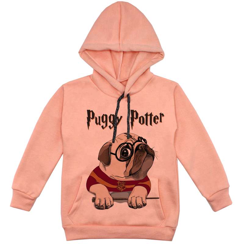 هودی پسرانه مدل سگ F55 رنگ گلبهی