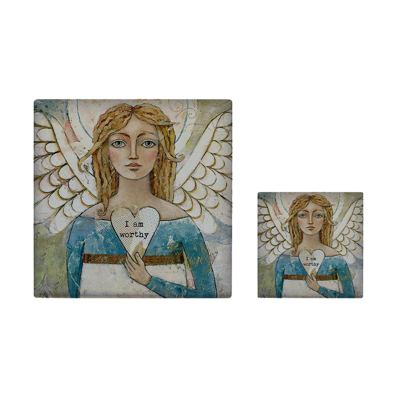  کاشی کارنیلا طرح فرشته مدل لوحی آویز کد kla191 مجموعه 2 عددی