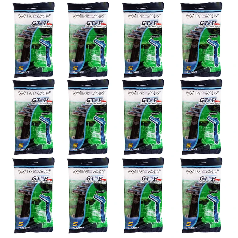 خود تراش وینسار مدل GT-H SUPER دوازده بسته 5 عددی