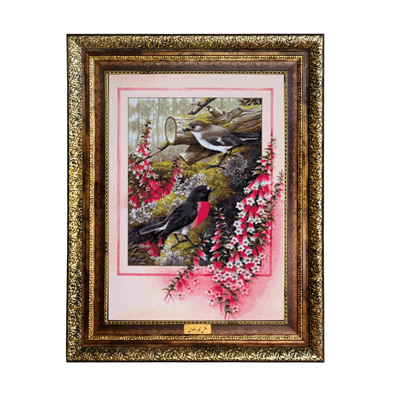 تابلو فرش ماشینی نقش نگار رضوی طرح پرنده کد 1060KH