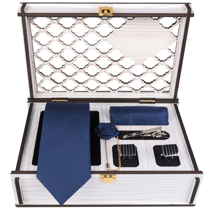 ست کراوات و دستمال جیب و دکمه سردست و گل کت مردانه جیان فرانکو روسی مدل GF-PA824-BOX