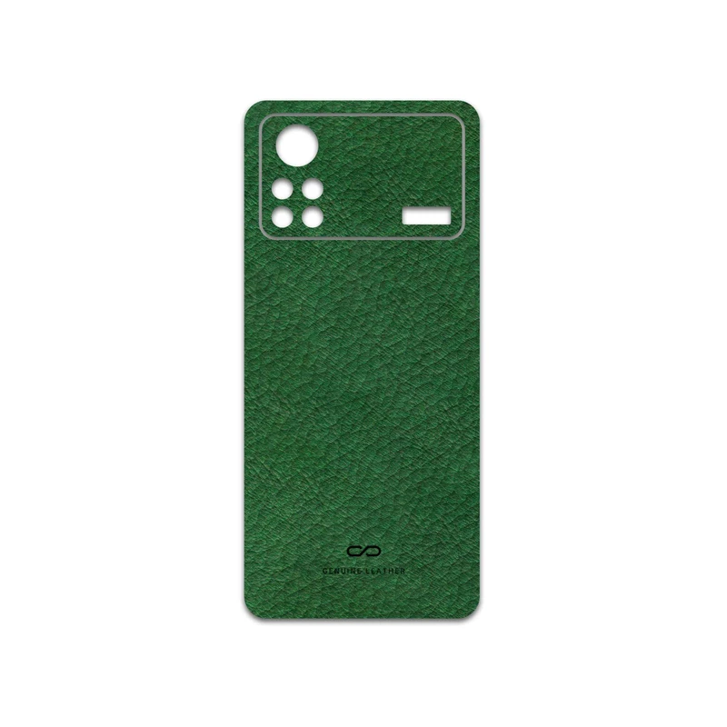 برچسب پوششی ماهوت مدل Green-Leather مناسب برای گوشی موبایل شیائومی Poco X4 Pro 5G