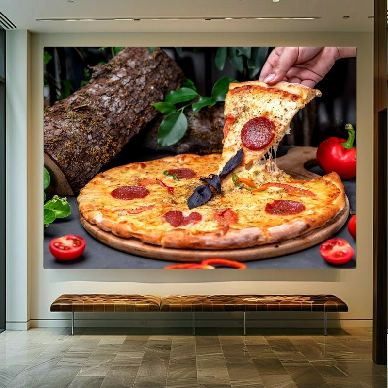 تابلو بوم طرح مخمل پیتزا و ریحان کد FP105241