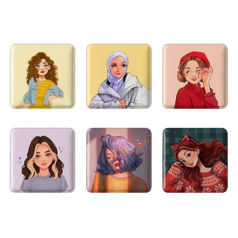 مگنت خندالو طرح دخترانه کد 1638A مجموعه 6 عددی