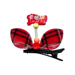 گیره مو دخترانه مدل پاپیون طرح چهارخانه کد SNG273