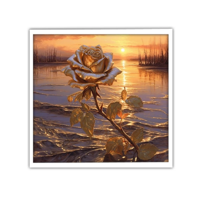 تابلو نوری بکلیت طرح دکوراتیو گل طلایی مدل W-MID-19299