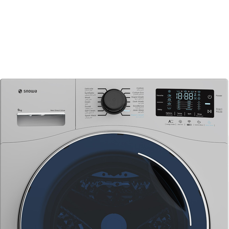 ماشین لباسشویی بدون تسمه 9 کیلوگرم اتوماتیک اسنوا مدل SNW-9050W