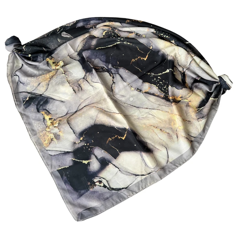 روسری زنانه مدل رزین آبرنگی طلاکوب چهار فصل منگوله دار قواره 140 کد 3