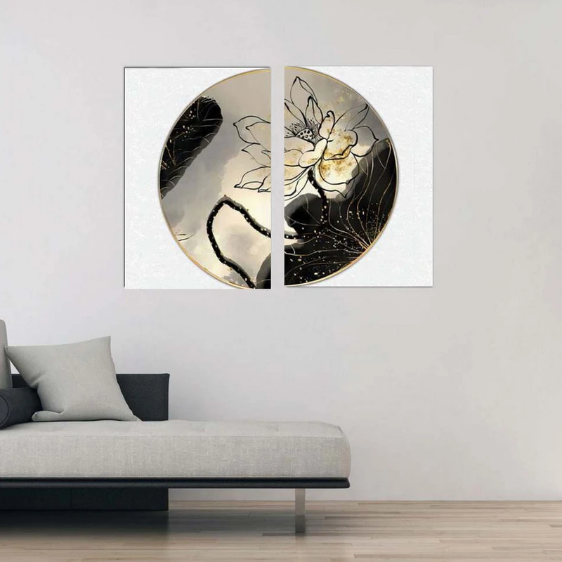 تابلو شاسی بکلیت طرح مدرن نیم دایره گل مدل SH-1856 مجموعه 2 عددی